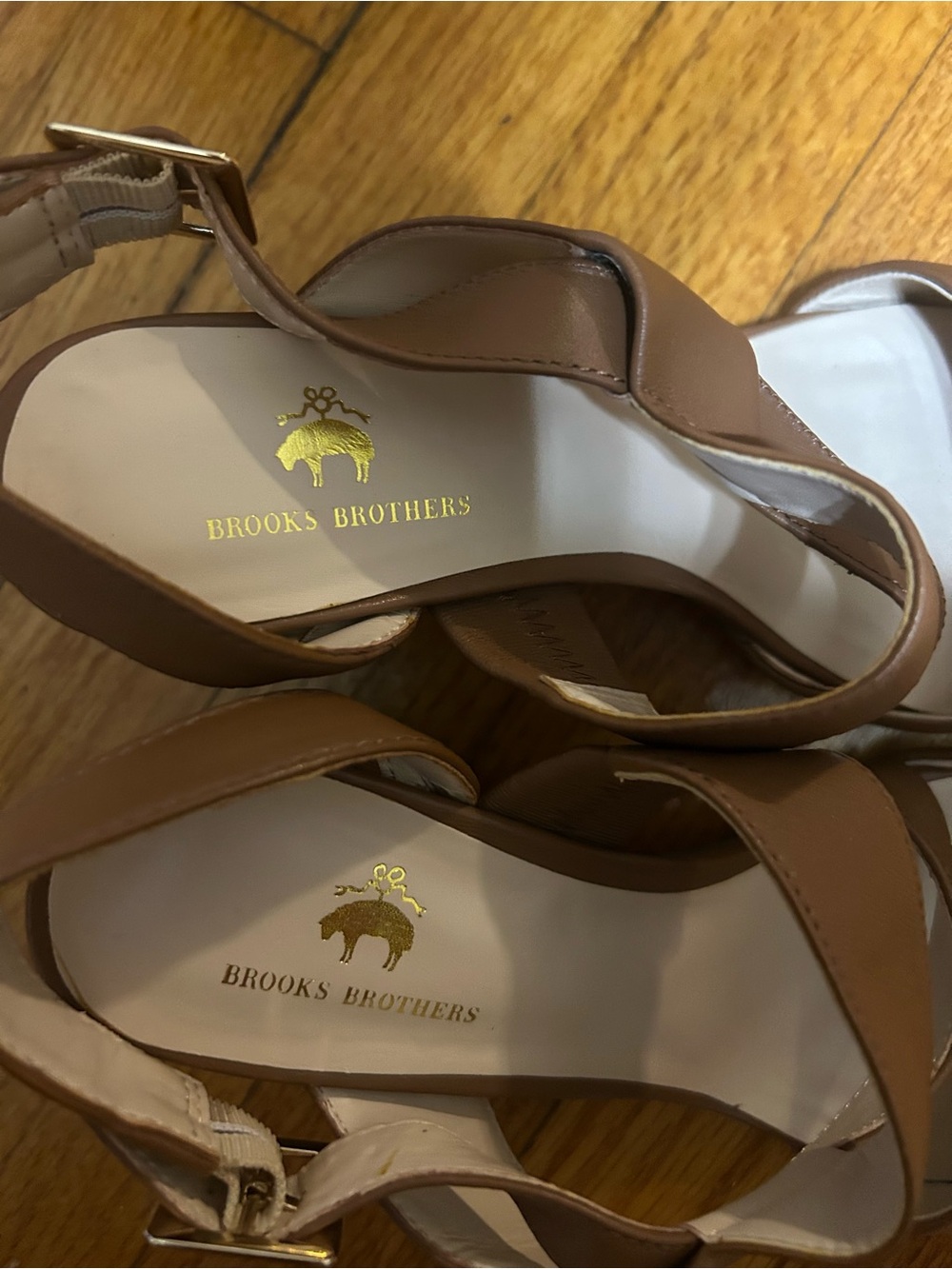 Brooks Brothers Ankle Strap Sandals Brown Leather Heels Women's Size 7.5 - Picture 7 of 10